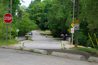 Street and bridge on Don River Blvd, Toronto.