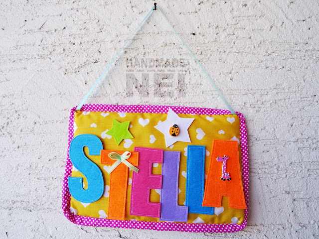 Handmade Nel: Табелка за име от плат "Stella"