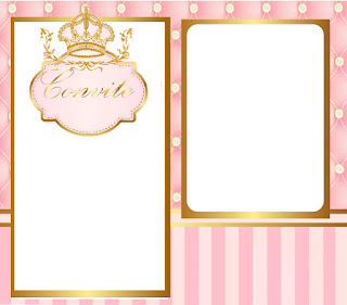 Golden Crown in Pink: Free Printable Invitations.