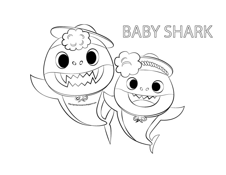 Gambar Mewarna Baby Shark Gambar Mewarna