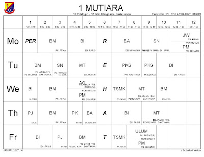 JADUAL WAKTU PEMBELAJARAN