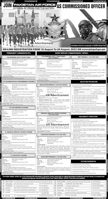Join Pakistan Air Force ( PAF ) Jobs 2023 as Commissioned Officer - PAF Online Registration