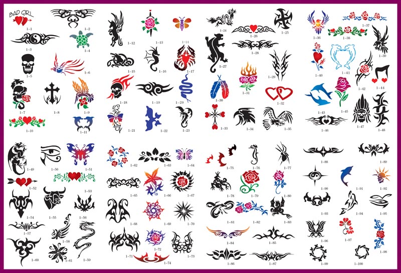 Air Brush Tattoo Stencil Sheet