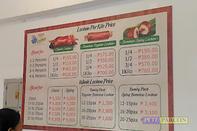 Lechon prices at Se Ben's Lechon