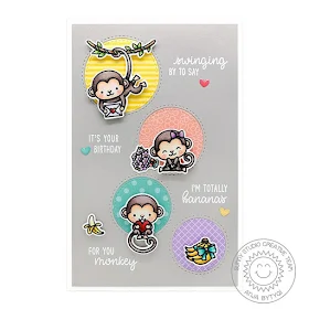 Sunny Studio Stamps: Staggered Circle Dies Love Monkey Birthday Card by Anja Bytyqi