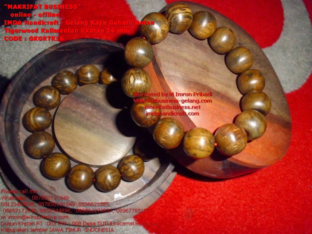  Gelang  Kayu GAHARU Rotan  Tigerwood Kalimantan Ukuran 16 mm 