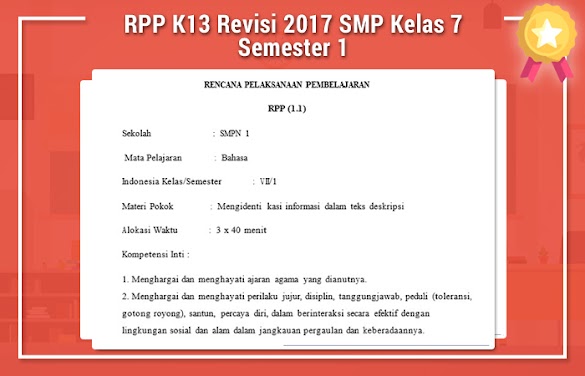 Rpp K13 Revisi 2017 Smp Kelas 7 Semester 1