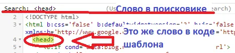 найти нужную строку в шаблоне Blogger
