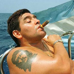 diego maradona with tattoo in arm