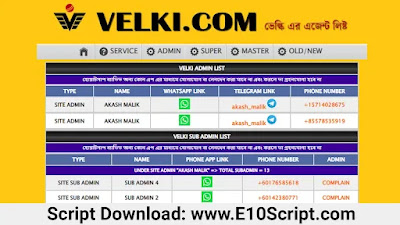 Agent List Script | Velki & 9wickets All Agent List Script