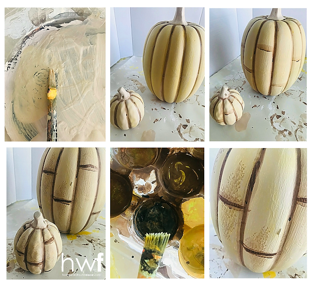 fall,pumpkins,painting,faux finish,DIY,diy decorating,tutorial,neutrals,tiki style,coastal style,beach style,Halloween,boho style,re-purposed,home decor,fall home decor,autumn home decor,painted pumpkins,pumpkin decorating,faux bamboo,bamboo decor,bamboo pumpkins.