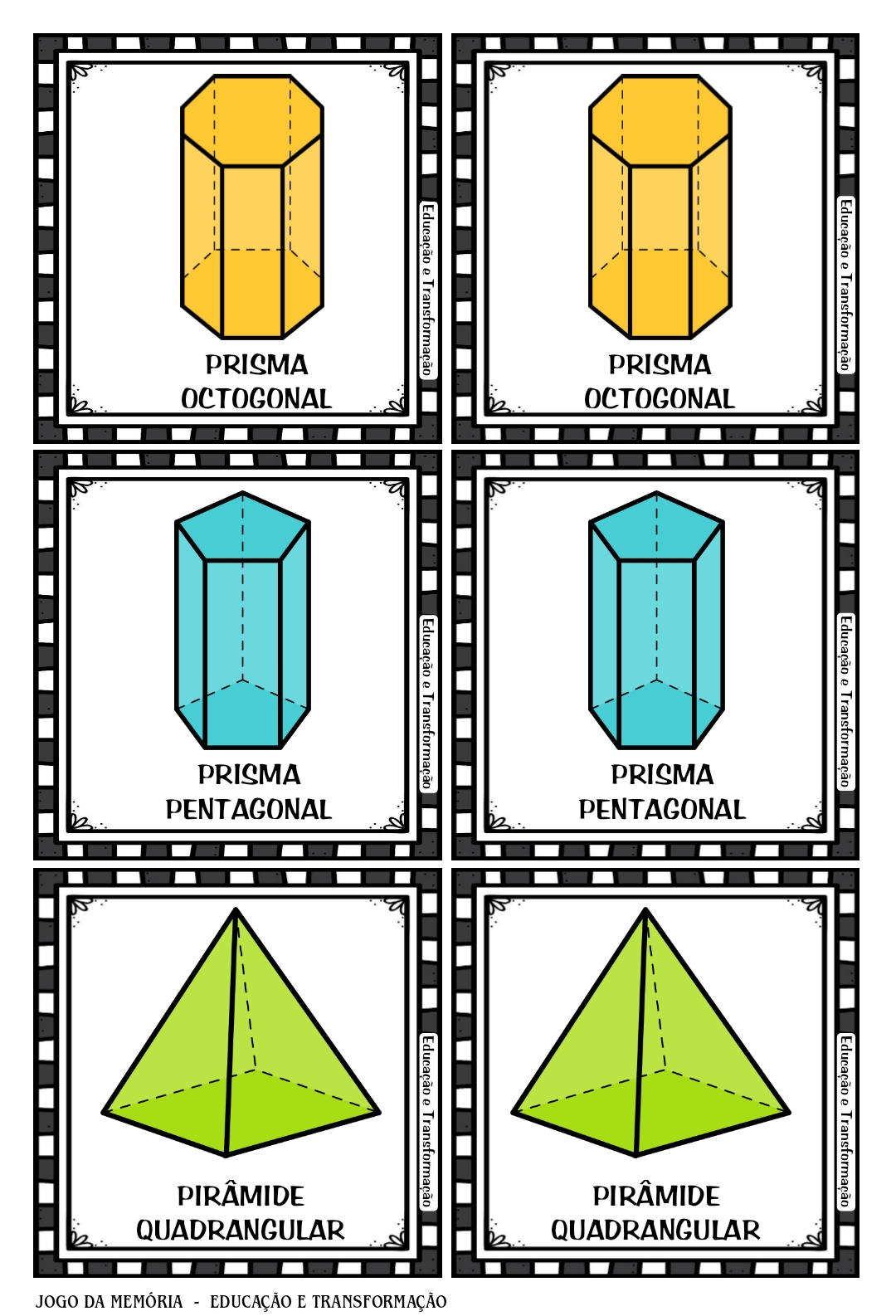 PIBID - USP: Jogo da Memória de Sólidos Geométricos