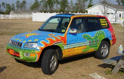 Cosmic Groove Lizard Art Car - Guitar View