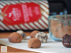 Red Wine Chocolate Truffles | by Life Tastes Good are bite sized pieces of chocolate heaven. These are traditional French Truffles made with a simple chocolate ganache I flavored with red wine and rolled in cocoa powder.