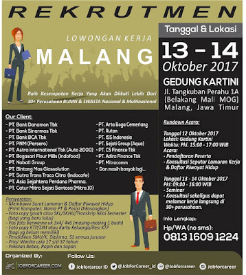 Rekrutmen Job For Career Malang Oktober 2017