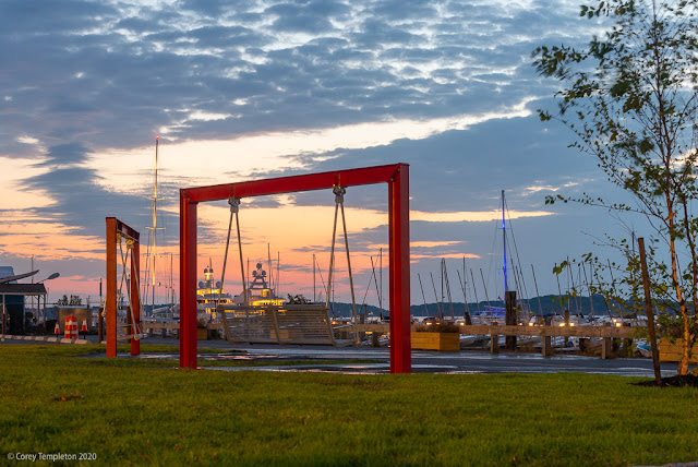 Portland, Maine USA September 2020 photo by Corey Templeton. New benches at Park at Amethyst