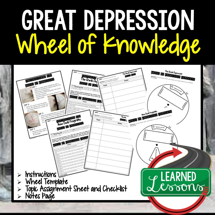Great Depression,  Progressive Era, American History Activity, American History Interactive Notebook, American History Wheel of Knowledge