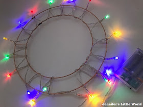 Yarn wrapped light up wreath Christmas decoration