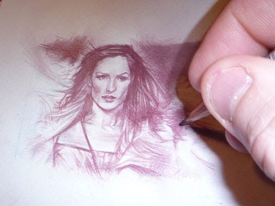 Famke Janssen, Phoenix, Original Sketch Card by Jeff Lafferty