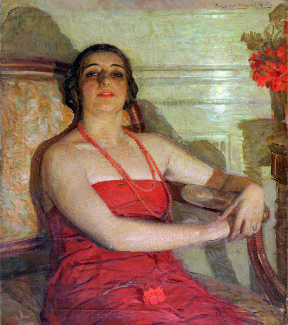 Dama de rojo, Anselmo Miguel Nieto, Pintura Española, Pintores Españoles, Pintor Español