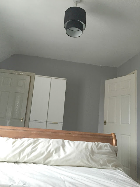 master bedroom after a budget make over, grey walls and new bedding