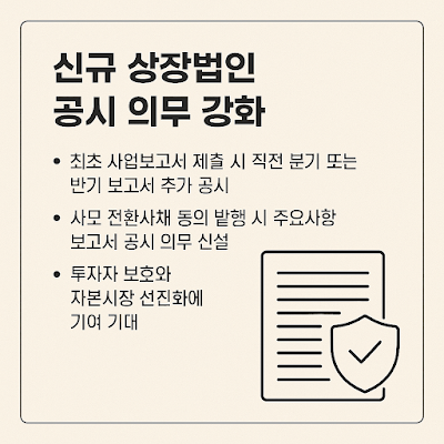 신규 상장법인 공시 의무 강화 안내