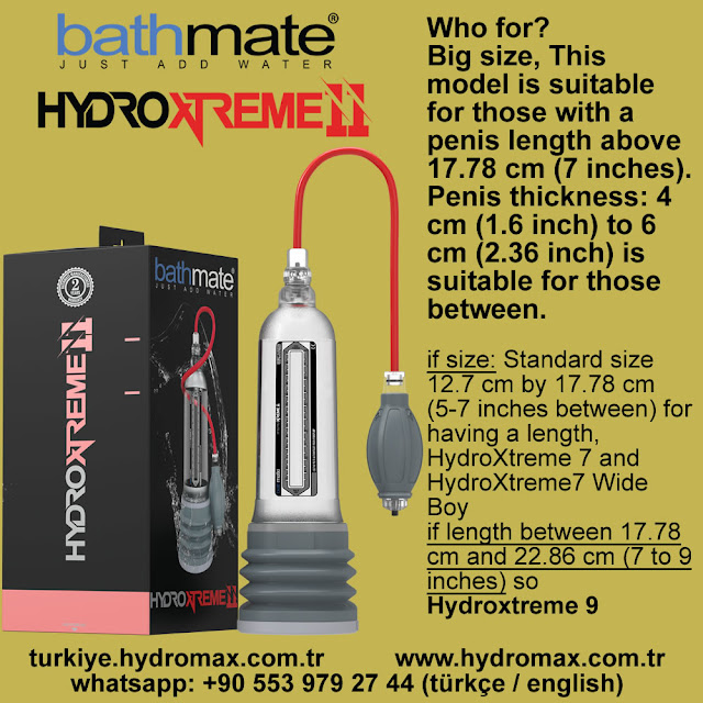 Bathmate Hydroxtreme 11 penis pump size chart.