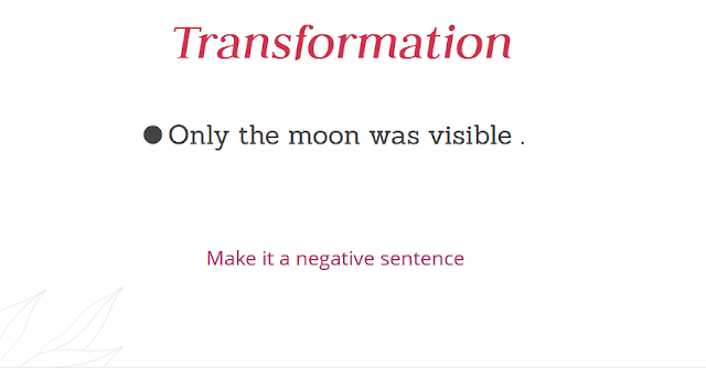 Only the moon was visible negative sentence