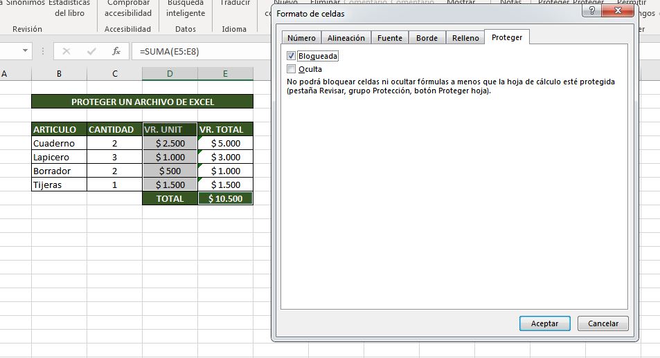 Cómo proteger una celda de excel para que no la modifiquen