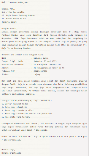 32 Contoh Surat Lamaran Pekerjaan Pt Epson Kumpulan Contoh Gambar