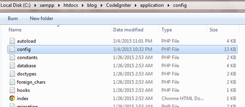 codeiginiter config file
