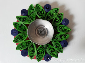 Green color Quilling Paper Diya Holder Collections 2016