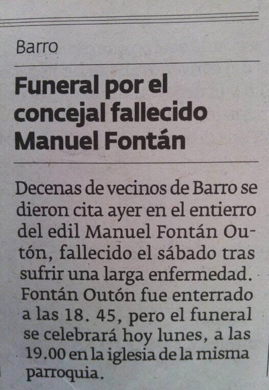 Funeral por el concejal fallecido Manuel Fontán.