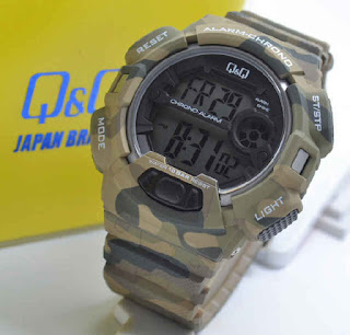 jam tangan Q&Q M132J005Y brown doreng rubber