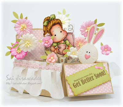 Magnolia Tilda with Bunny Slippers in Bed Pop Up Box Card