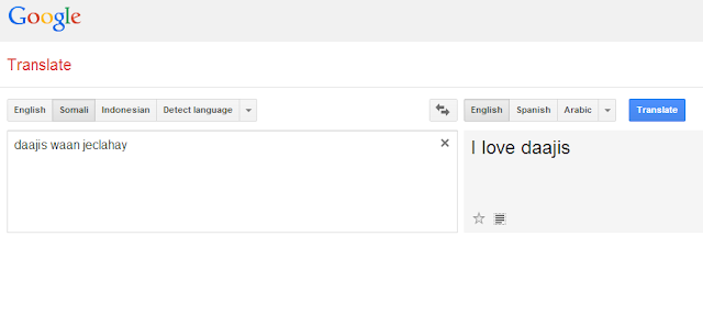 Af Soomaaliga oo lagu daray afafka Google Translate uu turjumo