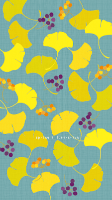 【銀杏】秋の植物のおしゃれでシンプルかわいいイラストスマホ壁紙/ホーム画面/ロック画面