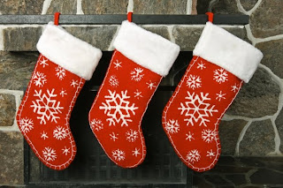 Red Christmas Stockings Fireplace