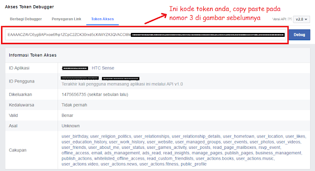 Halaman Akses Token Facebook