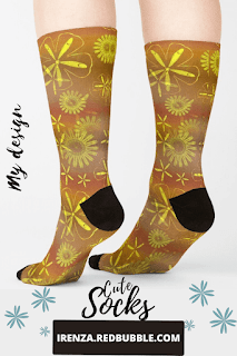 Yellow flowers on brown Socks.