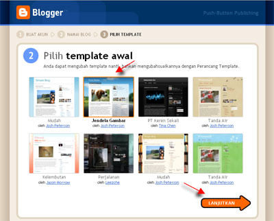 pilih template di blogger