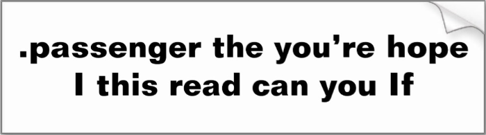 http://www.zazzle.com/passenger_the_you_re_hope_i_this_read_can_you_if_bumper_sticker-128171150313372981