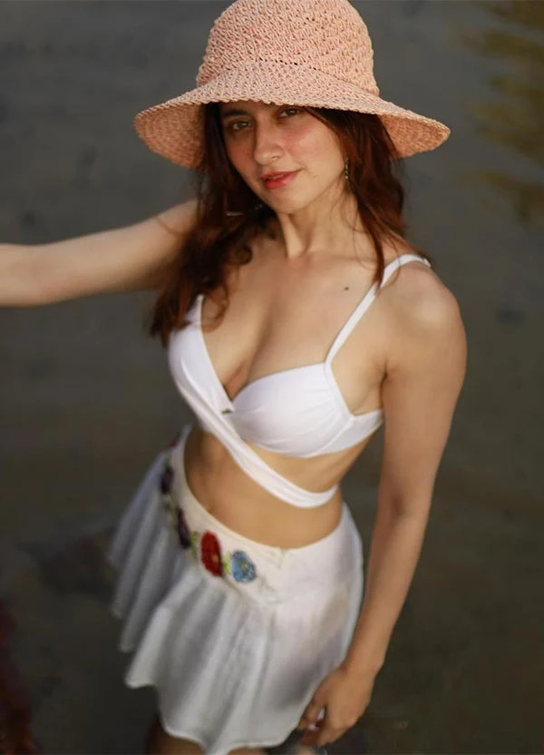 Sanjeeda Shaikh white swimsuit bikini