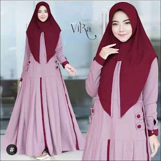 Gamis Murah Polos Terbaru Vira Syar'i warna Deep Dusty Pink bahan wollycrepe