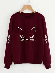 Sweat-shirt imprimé chat