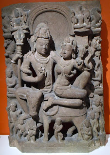 Uma-Maheshwar; stone carving from Karnataka.