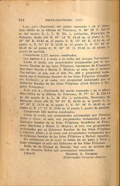 Proclamation No. 124 s. of 1927, English version.