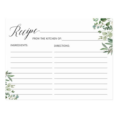  Recipe Card for the Bride Chic Eucalyptus Leaves