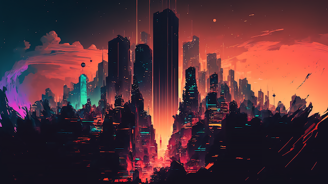 AI Futuristic Cityscape Illustration