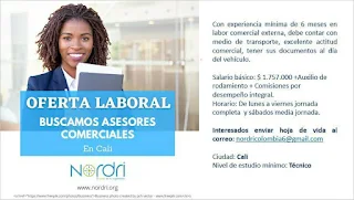 Empleos en Cali Hoy como ASESOR COMERCIAL